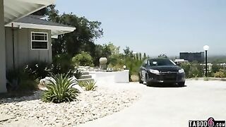 Cheating housewife with big boobs almost get caught