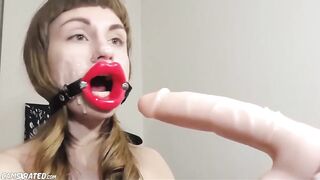 Crazy Mouth Slutting Big Dildo