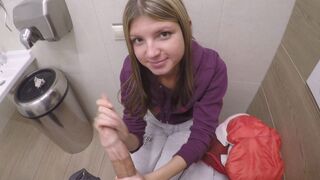 Petite Blonde Teen Fucked For Cash In Public Restroom POV