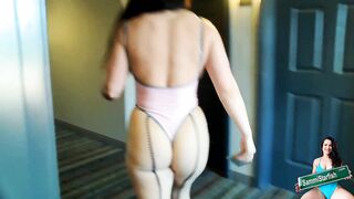 Risky Hotel Dare - Thong & Fishnets