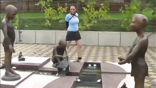 ballgag armbinder public