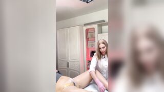 The beauty came for a deep bikini waxing, most likely she is getting ready for hot sex