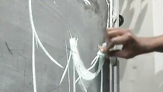 Big boob black bitch Dreamer in classroom blowing and fucking two thick cocks
