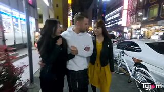 Japanese Mona Ayami and Tsubaki Kato hard fucked by a french cock in a Love Hotel
