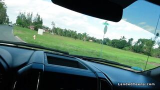Grateful teen sucks strangers big dick