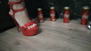 Lady L crush cans with sexy red High Heels.