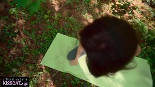 Sexy Teen Training in Forest with Sucking and Rides on Stranger's Dick