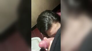 Filthy Pig swallows cum in toilet