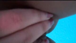 Layla bathroom striptease and masturbates on the couch