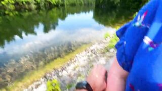 Extremely risky outdoor handjob at lake - almost caught :D