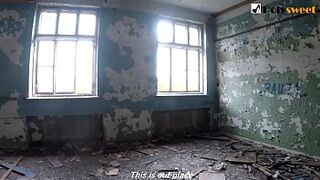 Russian student publicly sucks and fucks in an abandoned (English Subtitles)
