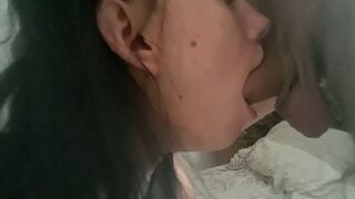 throated blowjob from a beautiful brunette