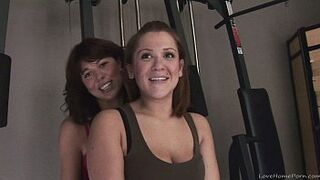 Homemade lesbian sluts playing with a strap-on