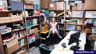 Very tight thief pounded by LP officer in the back office