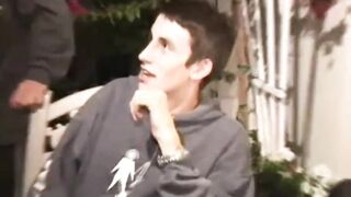 Teen slut gets spitroasted in horny frat scene