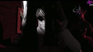 Succubus has threesome sex with couple 3D animation