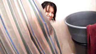 Surprised Mexican in the bathroom