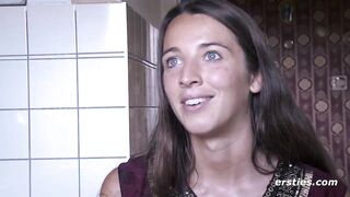 Sexy Tanja Rubs her Hairy Pussy Outdoors