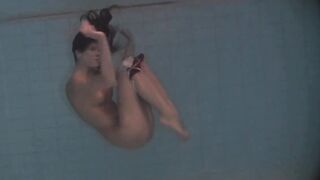Babes swim and get naked underwater