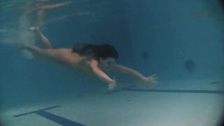 Babes swim and get naked underwater