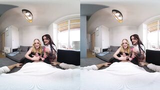 Living Room Threesome with Tattooed Beauties