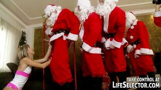Young Doris Ivy anal fucked by 5 Santas