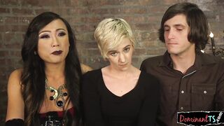Bigtitted oriental TS rimmed in threesome
