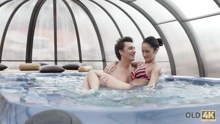 OLD4K. Naughty old lover dragged comely chick into sex full