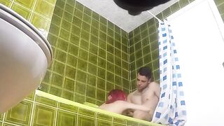 She's still hungry after a gangbang, so she fucks another dude in the shower!