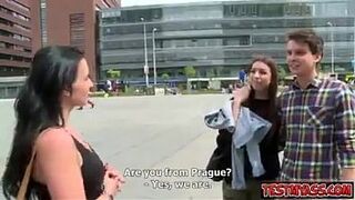 husband and wife offered passers-by to have sex four of them (porn, anal, blowjob, cunnilingus,