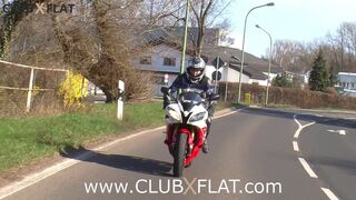CLUBXFLAT- biker babe towed after breakdown
