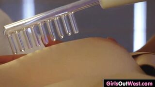 Girls Out West - Lovely hairy girls lick each other