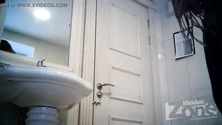 Spying on a girl with a big ass in the toilet.