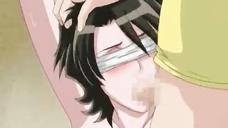 Anime brunette gets gangbanged