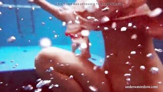 Dressed Croatian cutie Martina swims and strips
