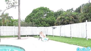 lesbian teen threesome play tug a war with a drone pulling ping balls out of the