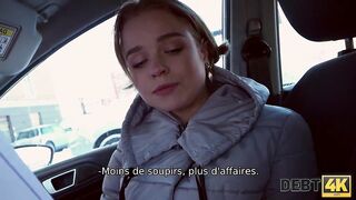 DEBT4k. Coquette blonde wants to buy new boots so