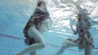Hot lesbian show underwater