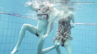 Hot lesbian show underwater