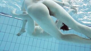 Hot lesbian show underwater