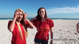 After football babes have foursome party pov