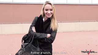Stupid blonde easy convinced to come in van and spread legs for big cock