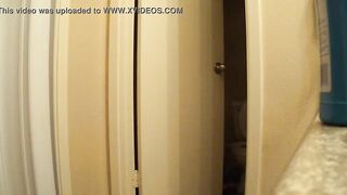 Voyeur guy getting ready to shower