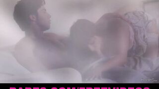 Brunette bombshell Shazia Sahari gives her man an amazing blowjob