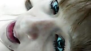 meth head slut pounds pussy with large dildo while driving around