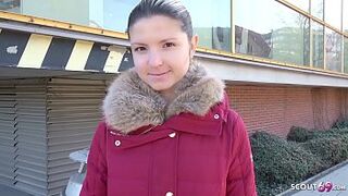 GERMAN SCOUT - Extrem Skinny Teen Gina talk to Fuck at Cast