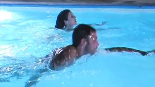 Horny brunette babe get her tits sucked then nailed