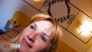 First porn video for this blonde slut picked up in the street