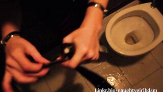 Pissing on her bear on a public bar, she drinks it - BdsmNaughtyGirl
