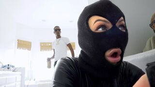 Busty Thief Adira Allure Gangbanged by 3 Big Black Cocks